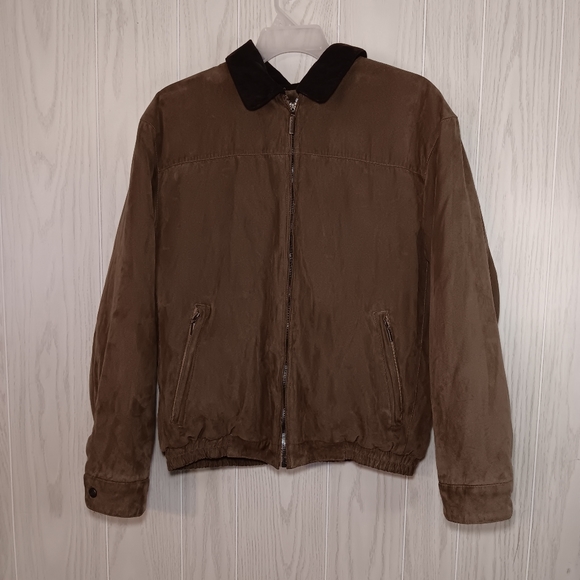 Weatherproof Other - WeatherProof Large men's jacket brown faux suede zip buttons cuffs